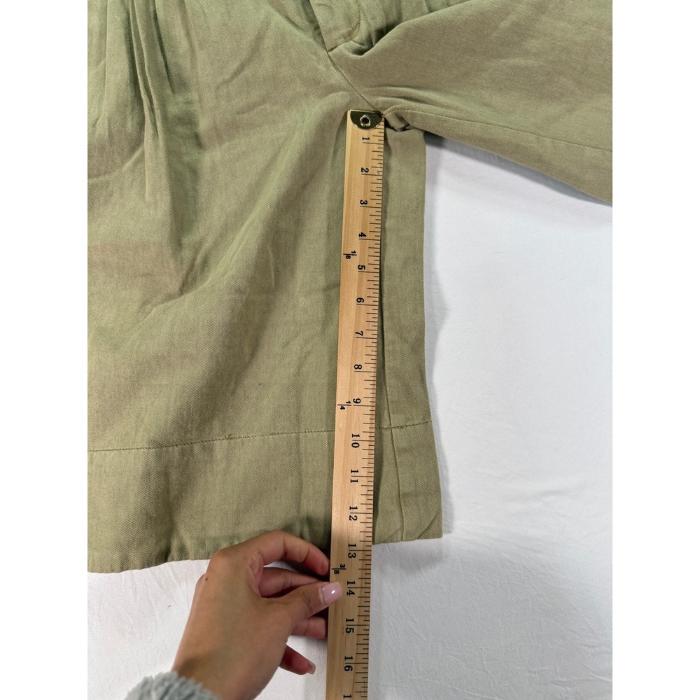 Free People Pleated Wide Leg Shorts Women's Size 2 Olive Green Cotton Chino - Picture 9 of 10